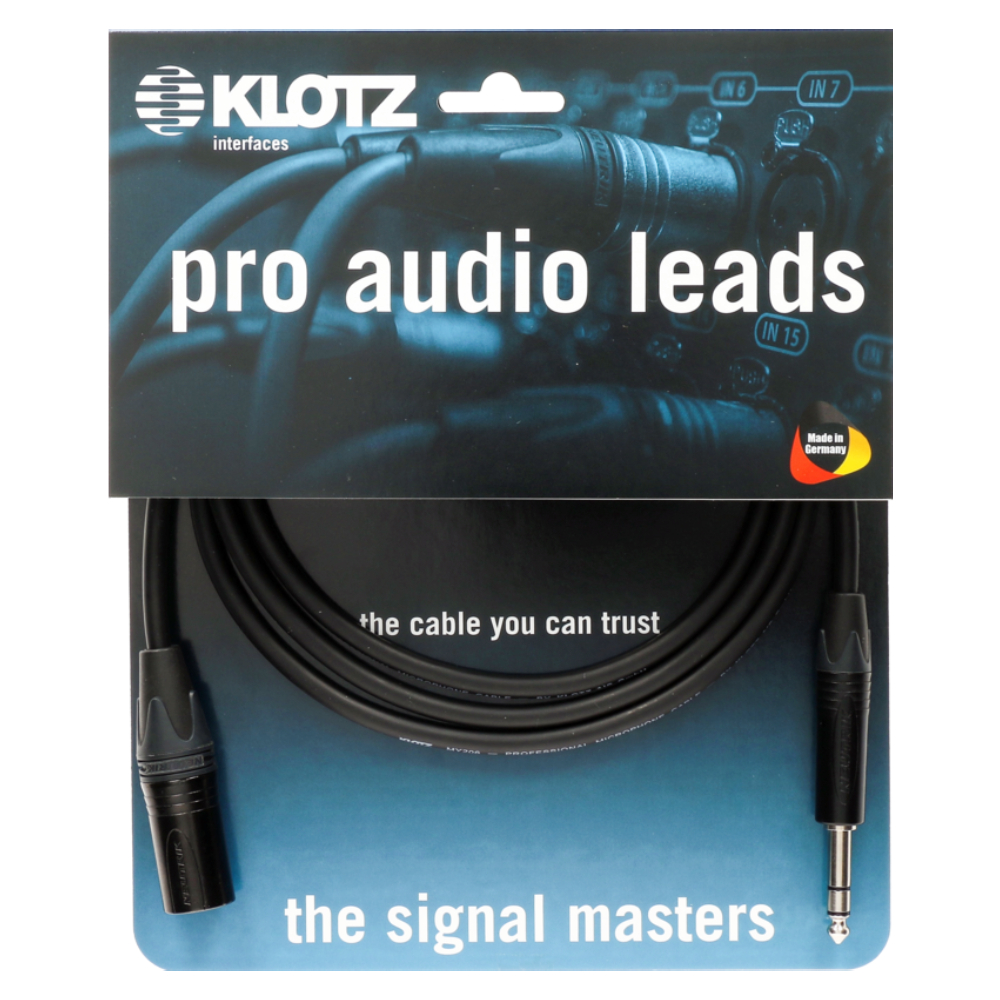 Klotz M1 MY206 TRS x Male XLR Neutrik Uçlu Siyah 1mt Balanslı Kablo